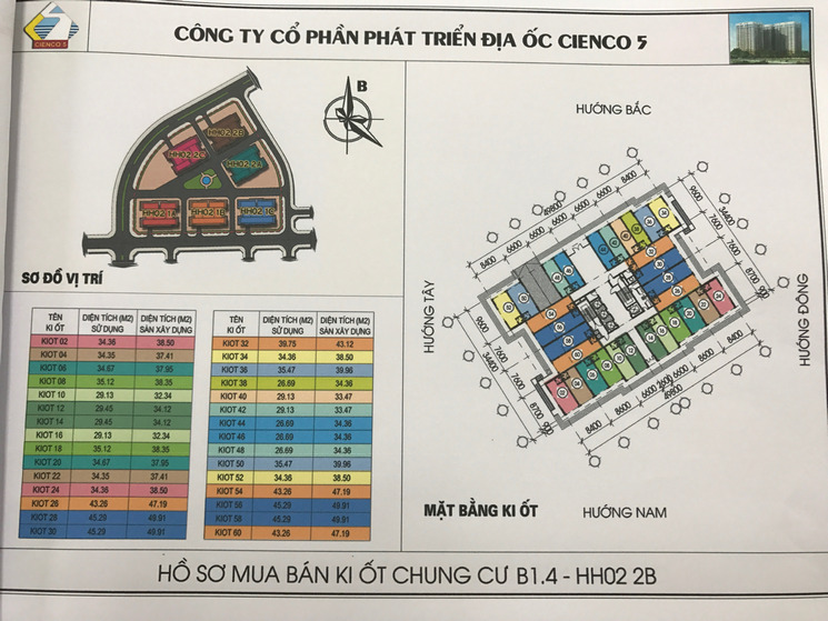 Mặt bằng Kiot 6 tòa chung cư B1.4 HH02-1A, HH02-1B, HH02-1C, HH02-2A, HH02-2B, HH02-2C khu đô thị Thanh Hà