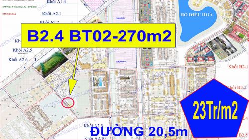 Bán biệt thự thanh hà A2.4 biệt thự 02 diện tích 270m2 đường 20,5m giá 23tr/m2 Liên hệ.0906205887