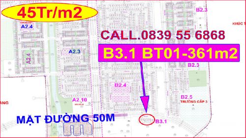 Chính chủ bán biệt thự thanh hà B3.1 biệt thự 01 diện tích 361m2 mặt đường 50m mặt tiền 12m Giá 45tr/m2 Liên hệ.0906205887