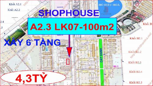 Bán liền kề Shophouse Thanh Hà A2.3 Liền kề 07 Diện tích 100m2 đường 14m quy hoạch xây dựng 6 tầng giá rẻ
