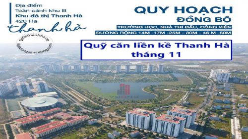 TỔNG HỢP QUỸ CĂN LIỀN KỀ KHU ĐÔ THỊ THANH HÀ THÁNG 11