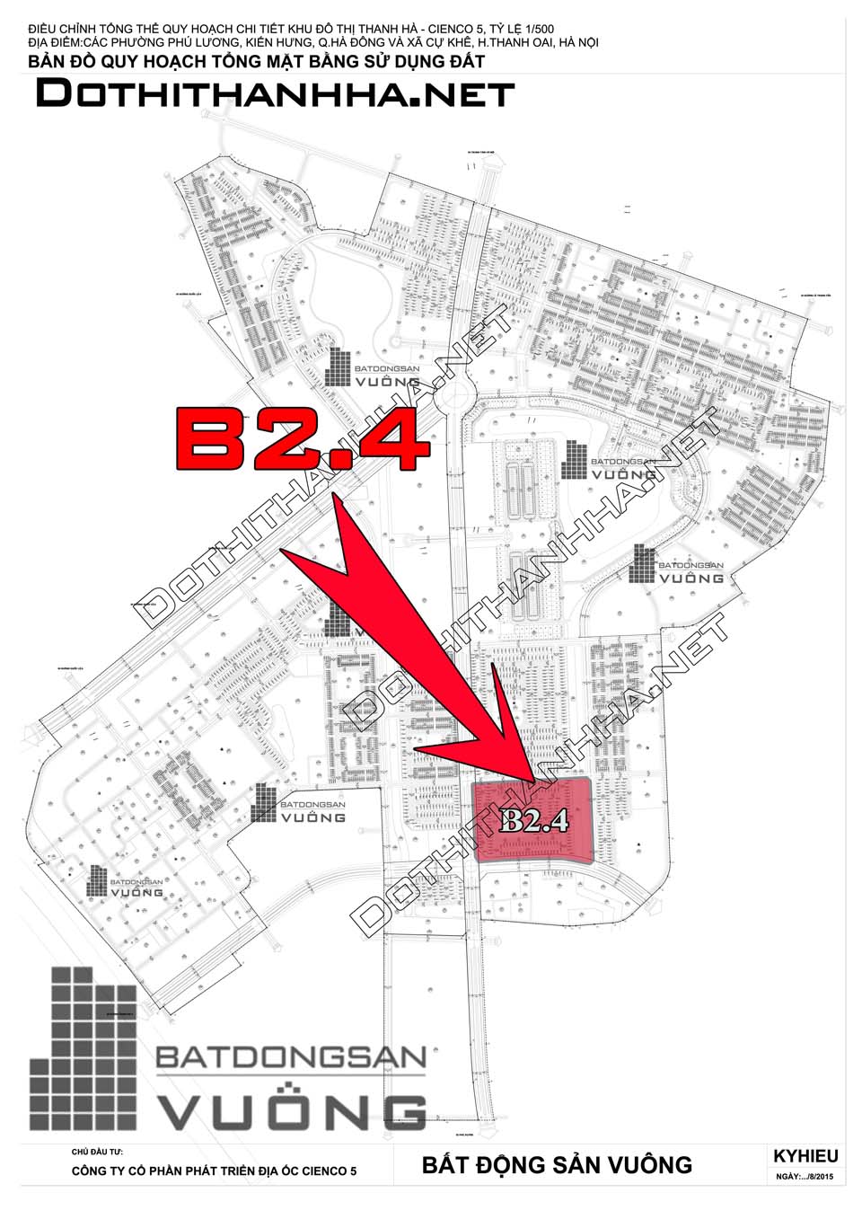 vị trí khu B2.4 đô thị Thanh Hà