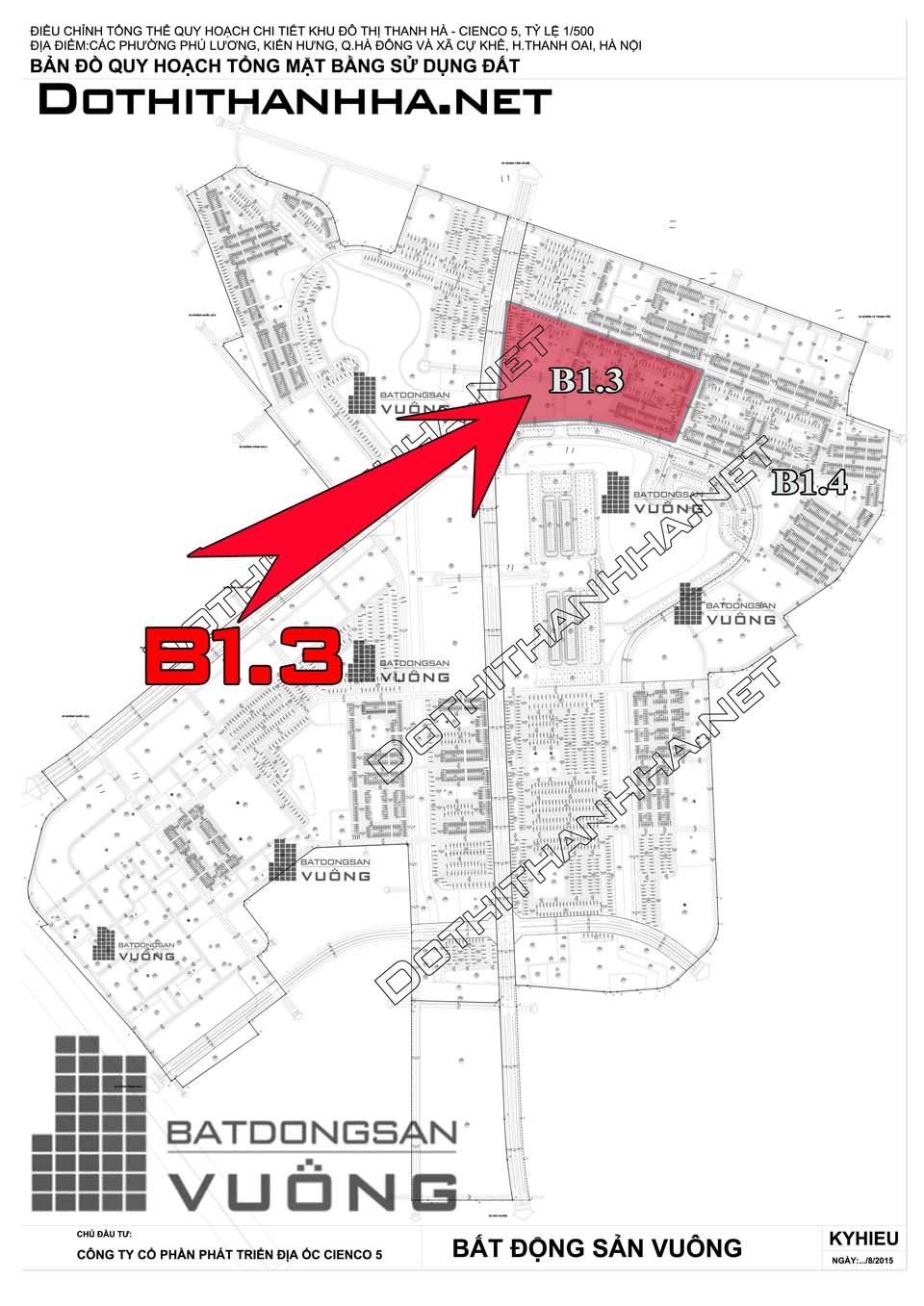 vị trí khu b1.3 đô thị thanh hà