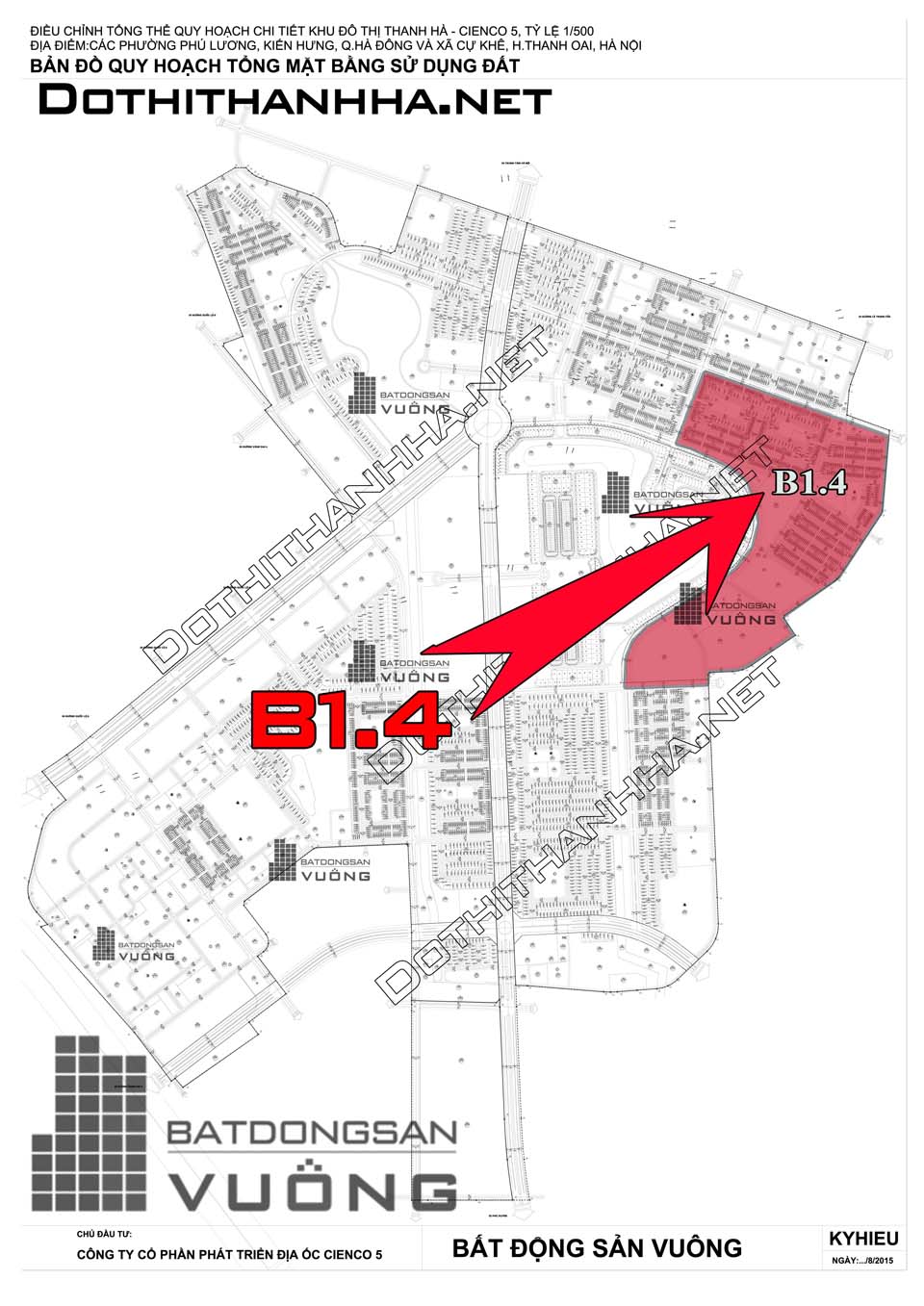 vị trí khu B1.4 đô thị Thanh Hà