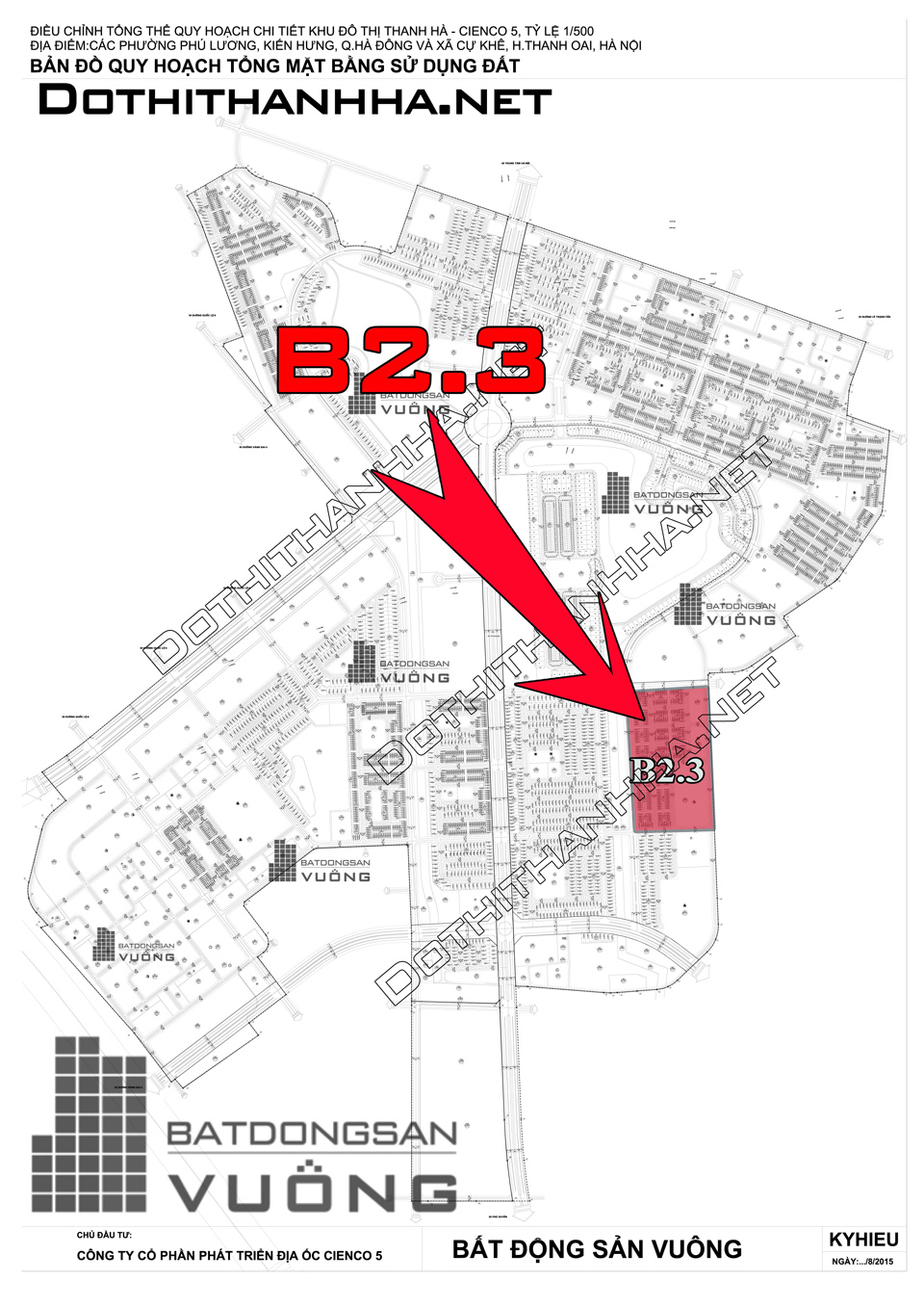 Vị trí khu B2.3 đô thị Thanh Hà