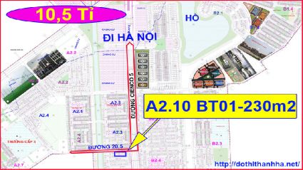 Bán biệt thự thanh hà A2.10 biệt thự 01 diện tích 230m2 đường 20,5m tiếp giáp đường CIENCO 5 Giá 10,5 tỉ 