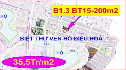 Bán biệt thự thanh hà B1.3 biệt thự 15 diện tích 200m2 mặt đường 14m mặt tiền 10m nhìn trường học giá 35,5Tr/m2