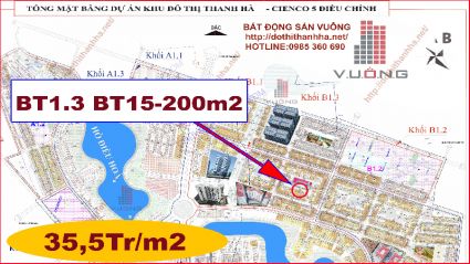 Bán biệt thự thanh hà B1.3 biệt thự 15 diện tích 200m2 đường 14m view trường học,mặt tiền 10m giá 35,5tr/m2